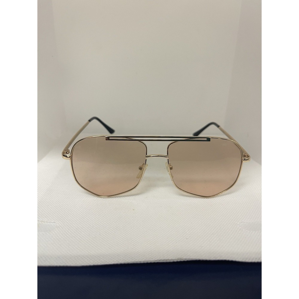 Sunglasses Gold Metal Designer Fashion Frame Champagne Tone Gradient D17